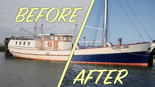 We Bought an Abandoned SAILING SHIP One Year Of Boat Renovation in 15 Minutes [upl. by Sreip10]