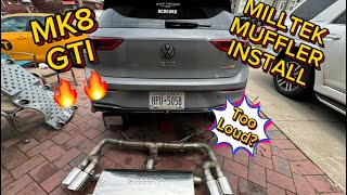 MK8 GTI MILLTEK ROAD MUFFLER CONVERSION EXHAUST INSTALL [upl. by Sisak]