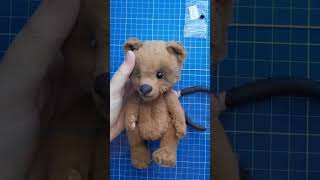 Installing the eyes on the teddy bear  Teddy bear sewing  tutorial shorts teddybear teddy bear [upl. by Attehcram405]