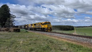 TasRail 2053 2054 46 Coal train crossing Perth Mill Road [upl. by Ahseinad710]