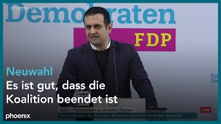 FDP Pressekonferenz mit Generalsekretär Bijan DjirSarai zu aktuellen Themen  251124 [upl. by Ticknor237]