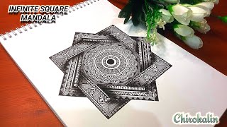 3D Infinite Square Mandala Art  Easy mandala drawing trending mandalaartdesign howtodrawmandala [upl. by Melicent885]