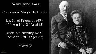 Titanic Passengers  Ida and Isidor Straus Biography  Co Owner of Macys Department Store [upl. by Hocker242]