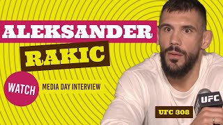 Aleksander Rakic full UFC 308 prefight media day interview [upl. by Ynittirb623]