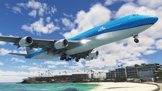 MSFS 2020  Boeing 747 KLM take off amp landing at St Martin Airport SXMTNCM [upl. by Asena]