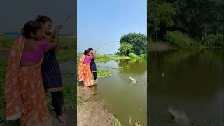 Two Lady Unique Hook Fishing In Village Pond hookfishtrap fishingmethods traditionalfishing [upl. by Atinrev12]