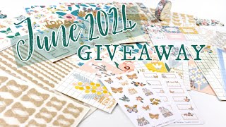 🦋June 2024 Planner Society Giveaway Planner Stickers Washi and More [upl. by Retrac466]