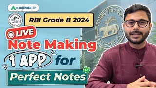 RBI Grade B 2024 Notification  Note Making Strategy for RBI Grade B  Preparation  Anuj Jindal [upl. by Anyehs]