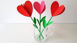 ЦветокСердечко из бумаги Поделки на 8 Марта 14 февраля ПОДАРОК МАМЕ DIY Paper Heart Flower Craft [upl. by Lesak]