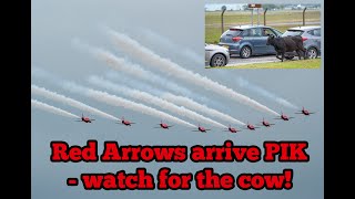 The Red Arrows arrive at Glasgow Airport  Cow on The Loose [upl. by Yllehs]