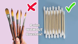 23 COOL PAINTING HACKS AND ART IDEAS FOR BEGINNERS  Paint WITHOUT Brushes drawing art [upl. by Wiburg]