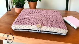 Crochet Laptop Sleeve 🌸 Jasmine Flower Pattern DIY amp Tutorial [upl. by Eelatan]