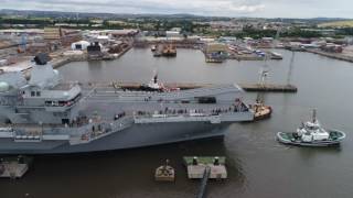 Drone footage shows HMS Queen Elizabeth depart Rosyth [upl. by Aicilak836]