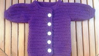 Babyjacke häkeln  Anleitung Strickjacke  Teil 1 Rückenteil mit Untertitel by BerlinCrochet [upl. by Ddal]