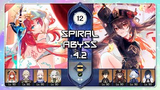 Spiral Abyss 42  Nilou Bloom Kaveh x Hu Tao Vaporize Furina  Floor 12  Genshin Impact  エリシア [upl. by Ayanad]