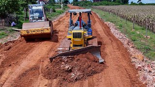 Perfectly Of Dozers D41p In Action At Working To Push Soil Build Road In Rural Village [upl. by Nossila387]