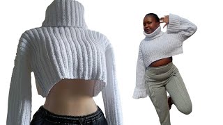 Crochet cropped sweater crochet diy crop sweater [upl. by Gun]