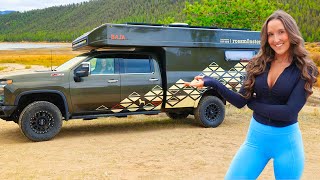 Am I MOVING into a 300000 CHEVY TRUCK CAMPER Full Tour Living in 4x4 Off Road Chevrolet Silverado [upl. by Dalila]