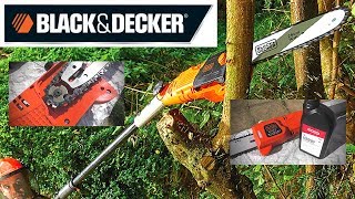 BLACK  DECKER Corded Pole chain saw Setting up amp Review [upl. by Polivy]