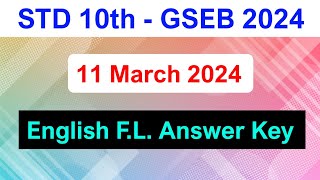 STD 10 GSEB English Paper Solution FL  11 March 2024 Gujarat Board English Paper Solution [upl. by Naek427]