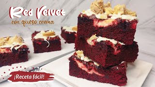 quotReceta Fácil Brownie Red Velvet con Queso Crema  The Chamos Cakequot [upl. by Namor]