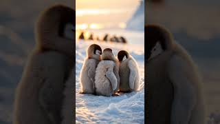 Baby Penguins Huddling Together at Sunset penguin viralvideo cute wildlife nature baby love [upl. by Carolynne544]