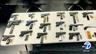 17 firearms seized from suspected gang members in LA [upl. by Ishii]