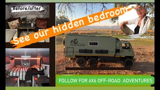 Unique hidden bed in our 6x6 camper van [upl. by Martguerita]