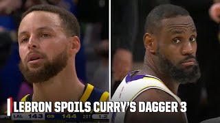 LeBron James SPOILS Stephen Currys supposed dagger in 2OT 😱 Lakers win 😤  NBA on ESPN [upl. by Orihakat]