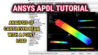 ANSYS APDL Tutorial  Cantilever Beam with Point Load  Beam Analysis  SFD BMD Deflection Stress [upl. by Ellehcim]