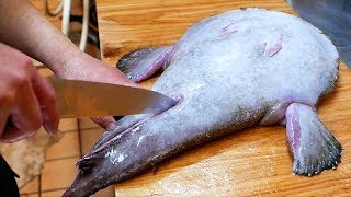 Japanese Street Food  MONKFISH ANGLER FISH Sashimi Okinawa Seafood Japan [upl. by Teague]