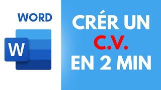 Comment Créer Un CV En 2 minutes Avec Word Tuto 2020 [upl. by Maggio]