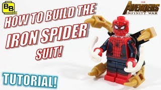 HOW TO BUILD THE LEGO IRON SPIDERMAN MINIFIGURE CREATION [upl. by Orbadiah]