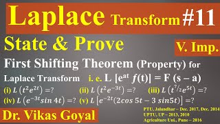 Laplace Transform 11 VImp  Proof of First Shifting Property  Multiply with eat [upl. by Isabelle74]