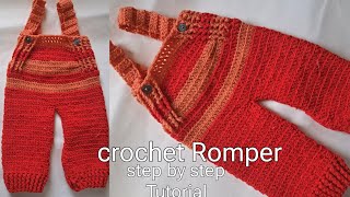 Easy Crochet Baby Romper  Step by Step Tutorial Video [upl. by Tenahs]