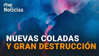 VOLCÁN de la PALMA Las NUEVAS COLADAS amenazan el entorno de LA LAGUNA y EL PASO I RTVE Noticias [upl. by Ruddie]