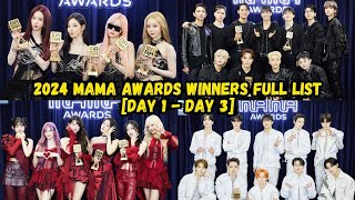 MAMA Awards 2024 Winners Full List  2024 MAMA Day 1  Day 3 [upl. by Maddi]