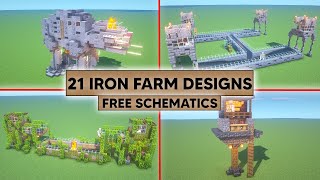 21 Minecraft Iron Farm Designs  No Need to Build it I GIVE It to you Paste it into your World [upl. by Enenaej901]