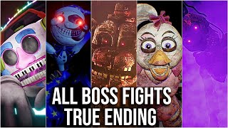 FNAF Security Breach  All Boss Fights  True Ending [upl. by Ydnal702]