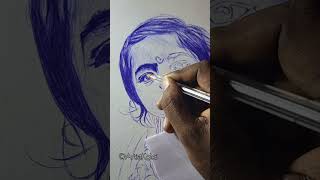 Ballpoint pen Drawing Portrait artistkalai art shorts [upl. by Yelreveb230]