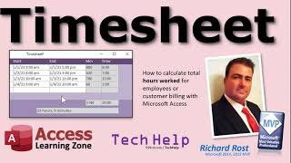 Timesheets in Microsoft Access Calculating Total Hours Worked for Employees or Customer Billing [upl. by Guimond572]