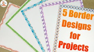 5 Easy border designs for projects  Simple border designs to draw  New Border Designs [upl. by Yrtsed]