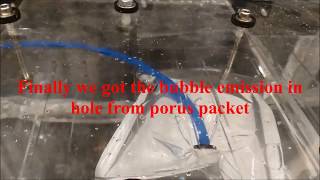 Bubble Emission Leak Test on Porus Packets [upl. by Rentschler631]