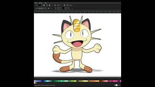 Meowth Pokemon in Coreldraw  Drawing shorts drawing [upl. by Demetrius]