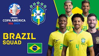 BRAZIL 26 Men Official Squad For Copa America 2024 Updated  Brazil Squad  Copa America 2024 [upl. by Ecirtahs]