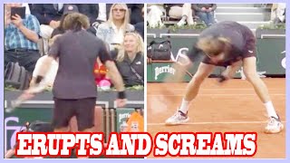 Andrey Rublev erupts and screams on court after smashing racket in French Open meltdown [upl. by Rad]