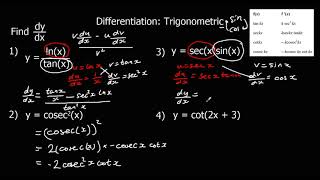 Differentiation  More Trigonometric Functions [upl. by Fontana]