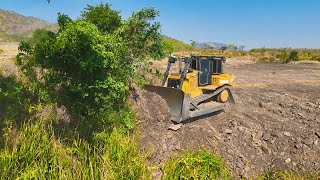 Powerful And Skill Caterpillar D6A2 Ft D3KX Dozers Push Stone And Clearing Wooded On Mountain [upl. by Etnad]