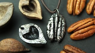 EASY METAL JEWELRY  Pecan Nut Necklace Hickory Heart Pendant Pewter Casting Mold Making [upl. by Merilee]