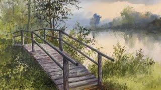 Watercolor painting landscape tutorial [upl. by Mazman]